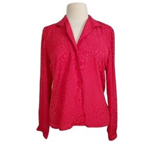 Vintage Notations Hot Pink Pink Button-down Blouse